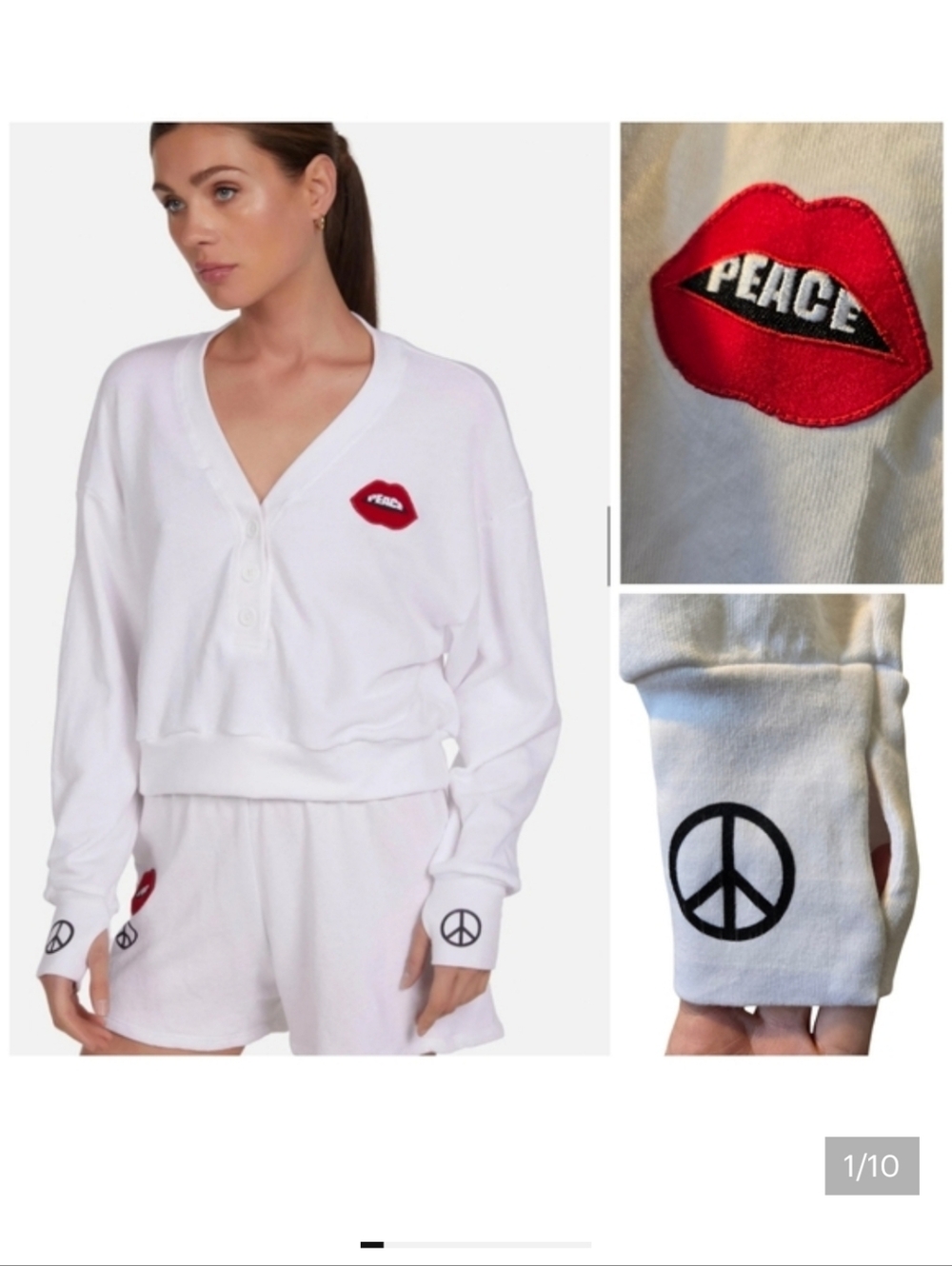 Lauren Moshi Patched Lips Camas cardigan